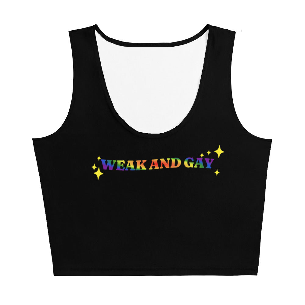 Weak & Gay crop top, front view — Rose Gold Co