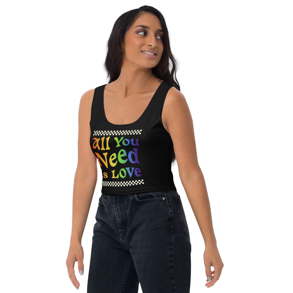 All You Need Is Love fitted crop top, side view — Rose Gold Co