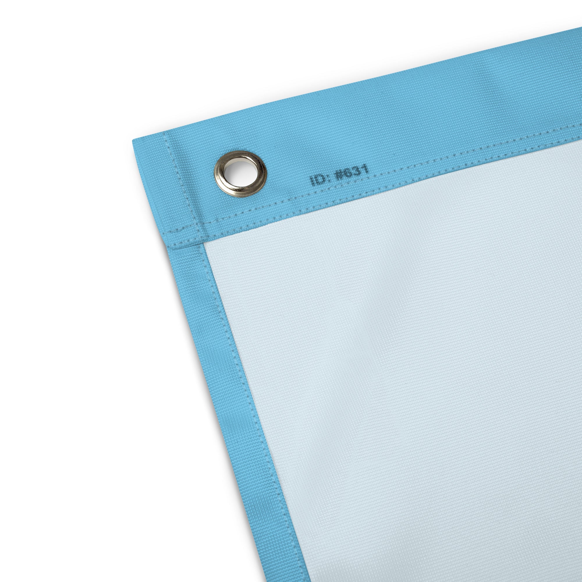 Cisn't trans pride wall flag, back view — Rose Gold Co