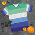 MLM pride flag all-over print tee, view 2 — Rose Gold Co