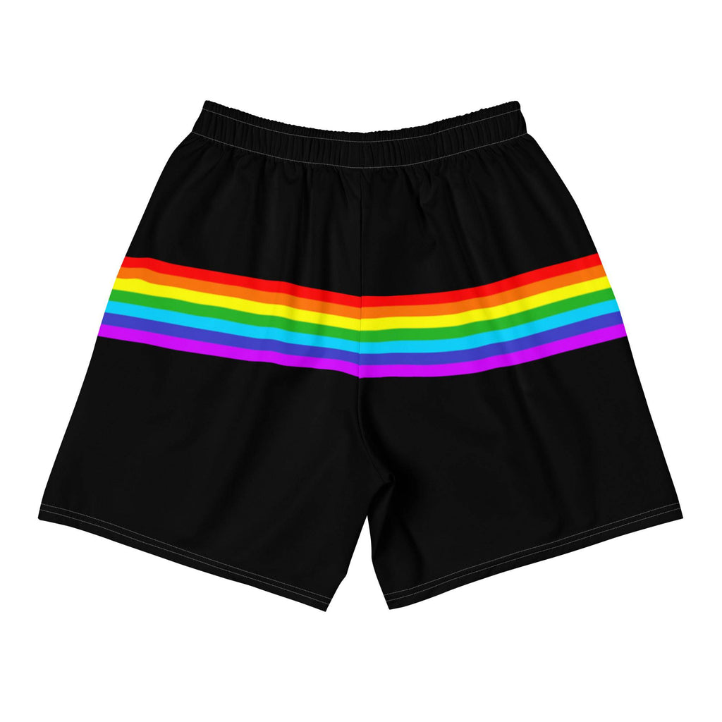 Black rainbow stripe pride shorts, view 6 — Rose Gold Co