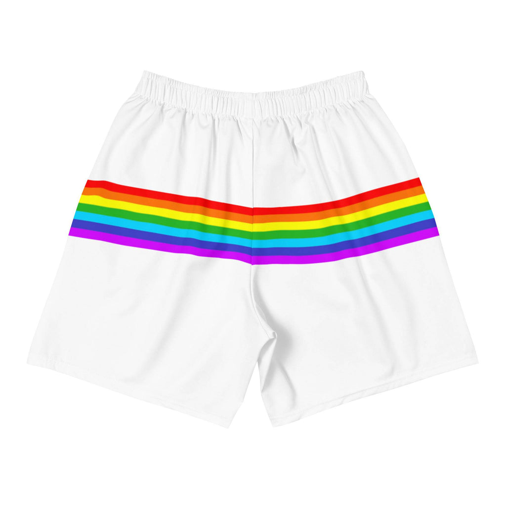 White rainbow stripe pride shorts, view 6 — Rose Gold Co