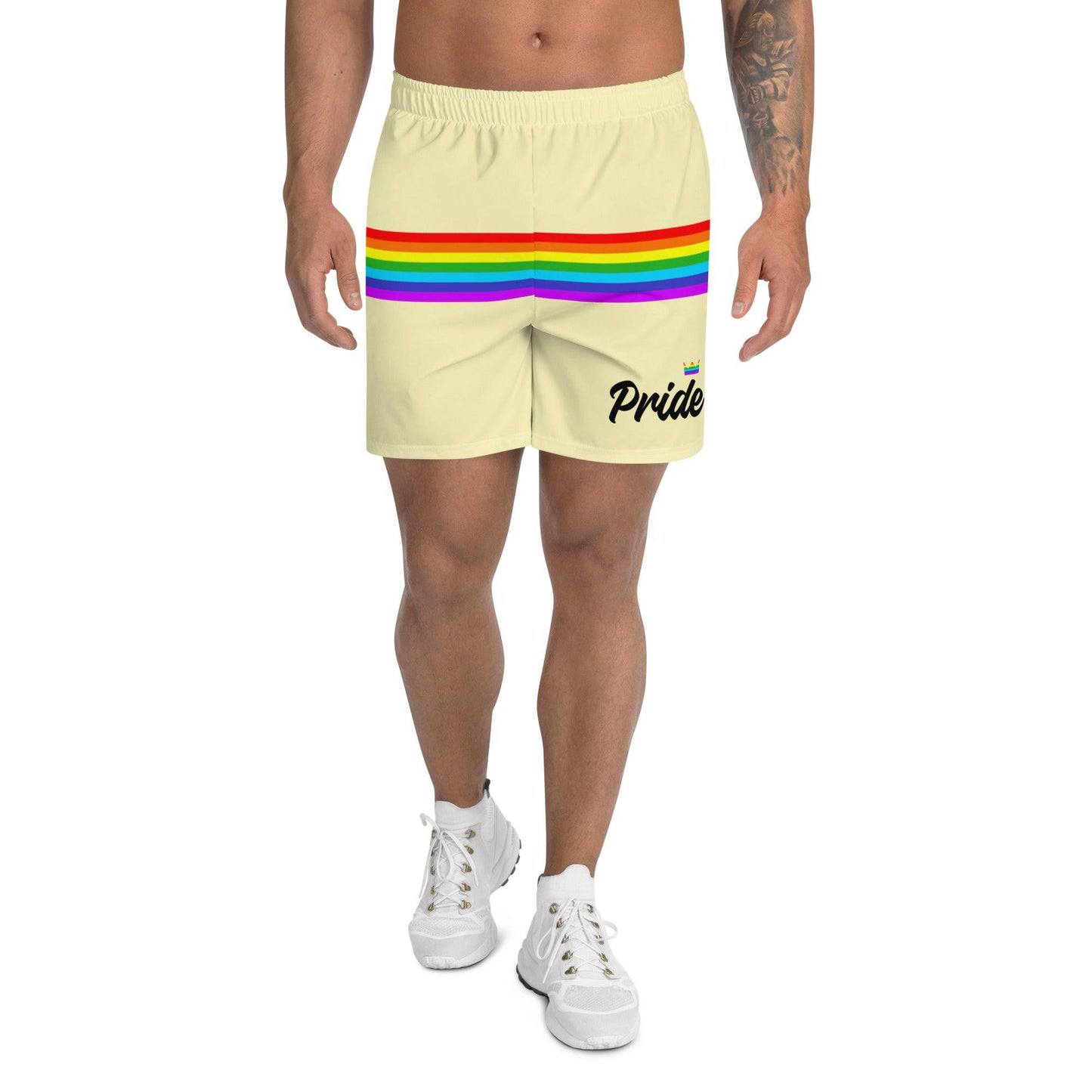Champagne Yellow Rainbow Stripe Pride Shorts - Rose Gold Co. Shop