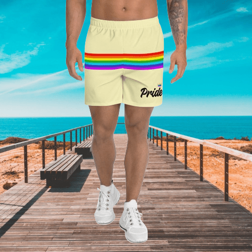 Champagne Yellow Rainbow Stripe Pride Shorts - Rose Gold Co. Shop