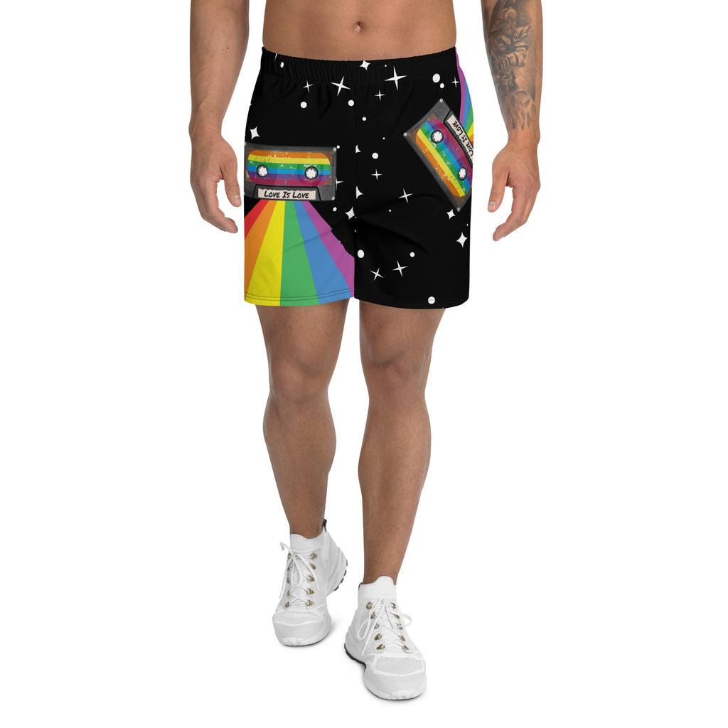 Vintage rainbow gay pride athletic shorts, view 2 — Rose Gold Co