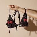 GIRLS cherry red string bikini top, front view — Rose Gold Co