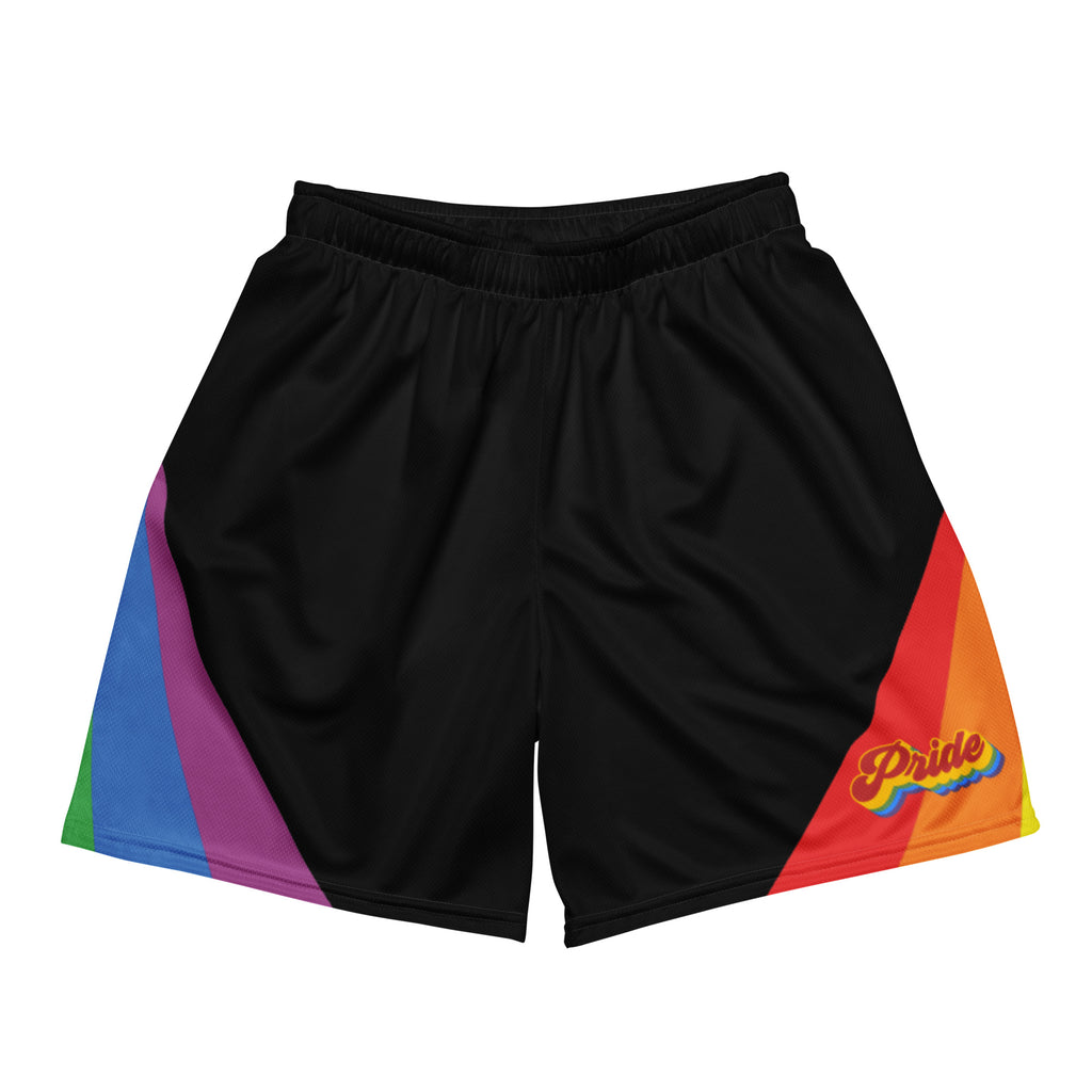 Retro rainbow pride mesh shorts — Rose Gold Co