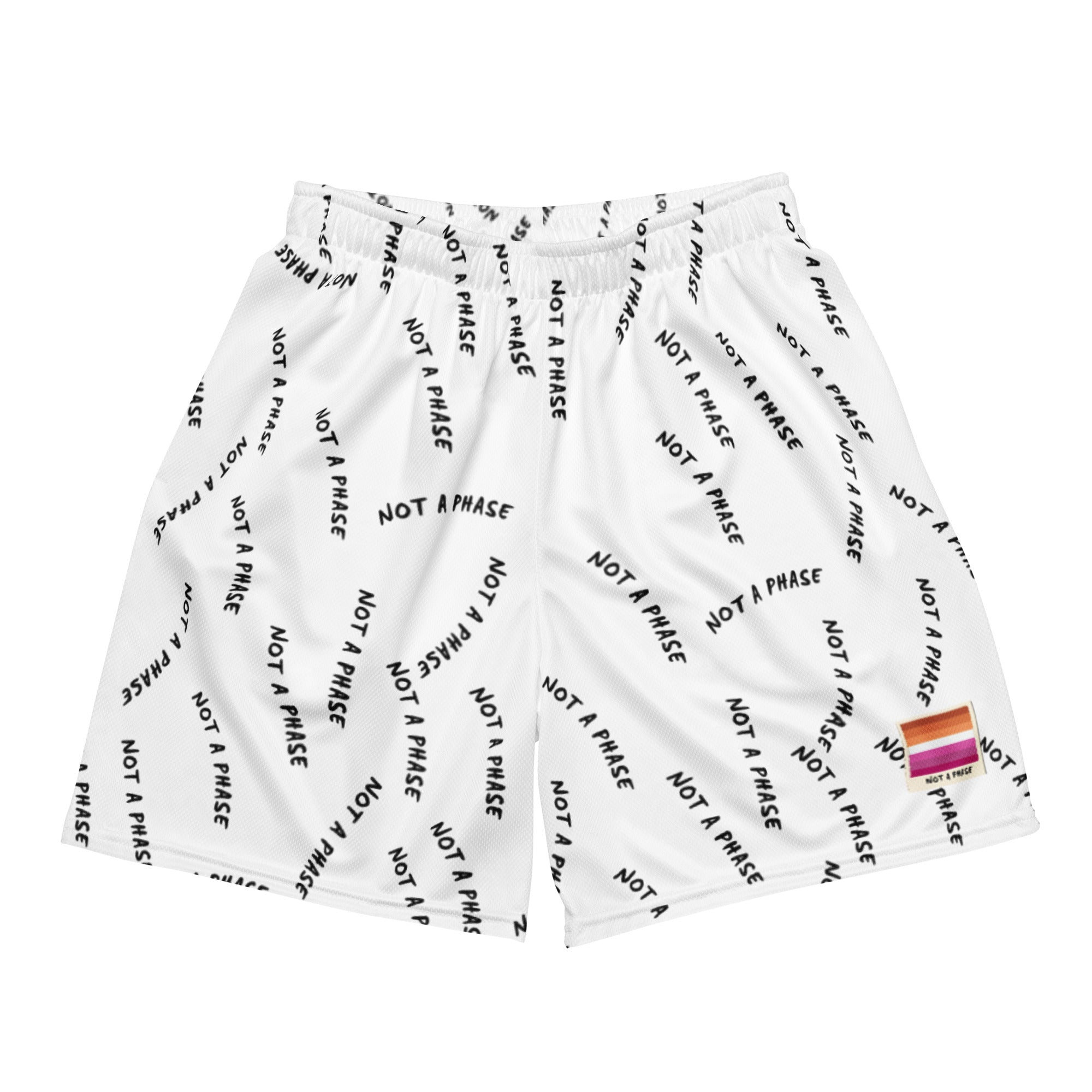 Not A Phase lesbian pride mesh shorts — Rose Gold Co