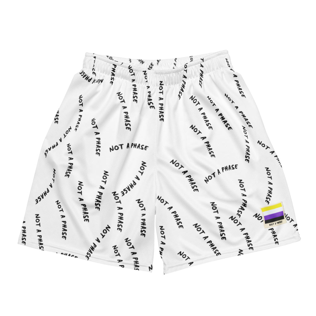 Not A Phase non-binary pride mesh shorts — Rose Gold Co
