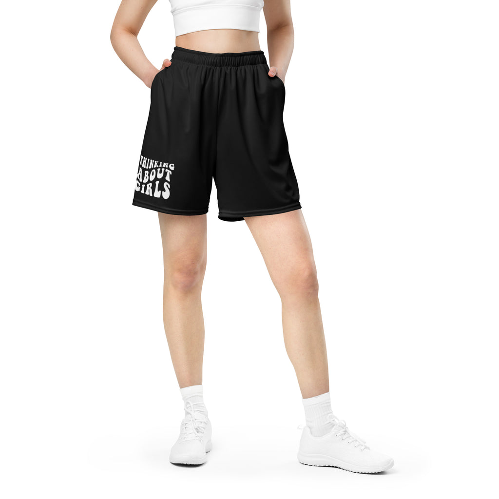 Thinking About Girls mesh shorts, view 5 — Rose Gold Co