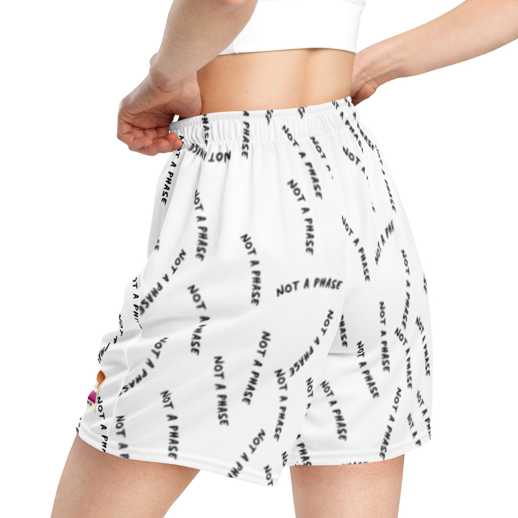 Not A Phase lesbian pride mesh shorts, view 6 — Rose Gold Co