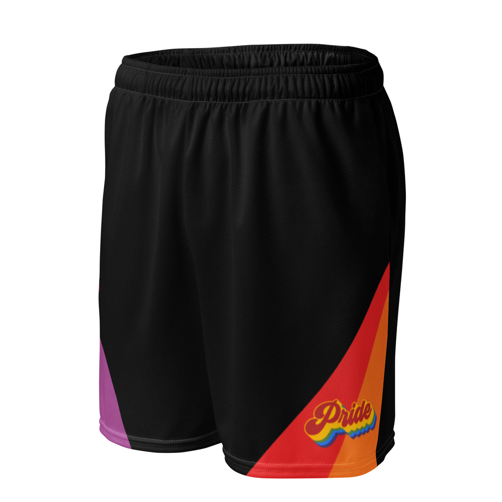 Retro rainbow pride mesh shorts, view 4 — Rose Gold Co