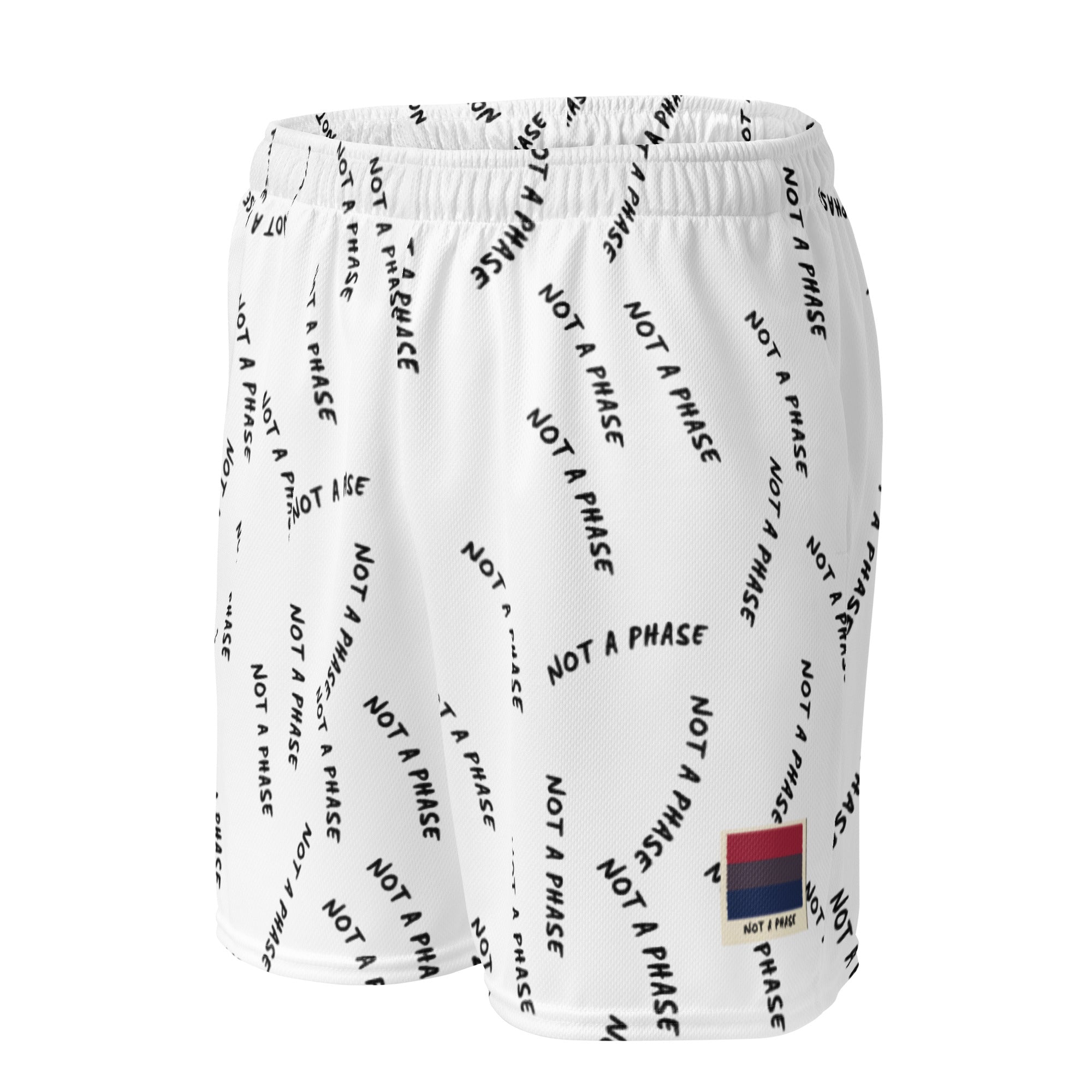 Not A Phase bisexual pride mesh shorts, view 5 — Rose Gold Co