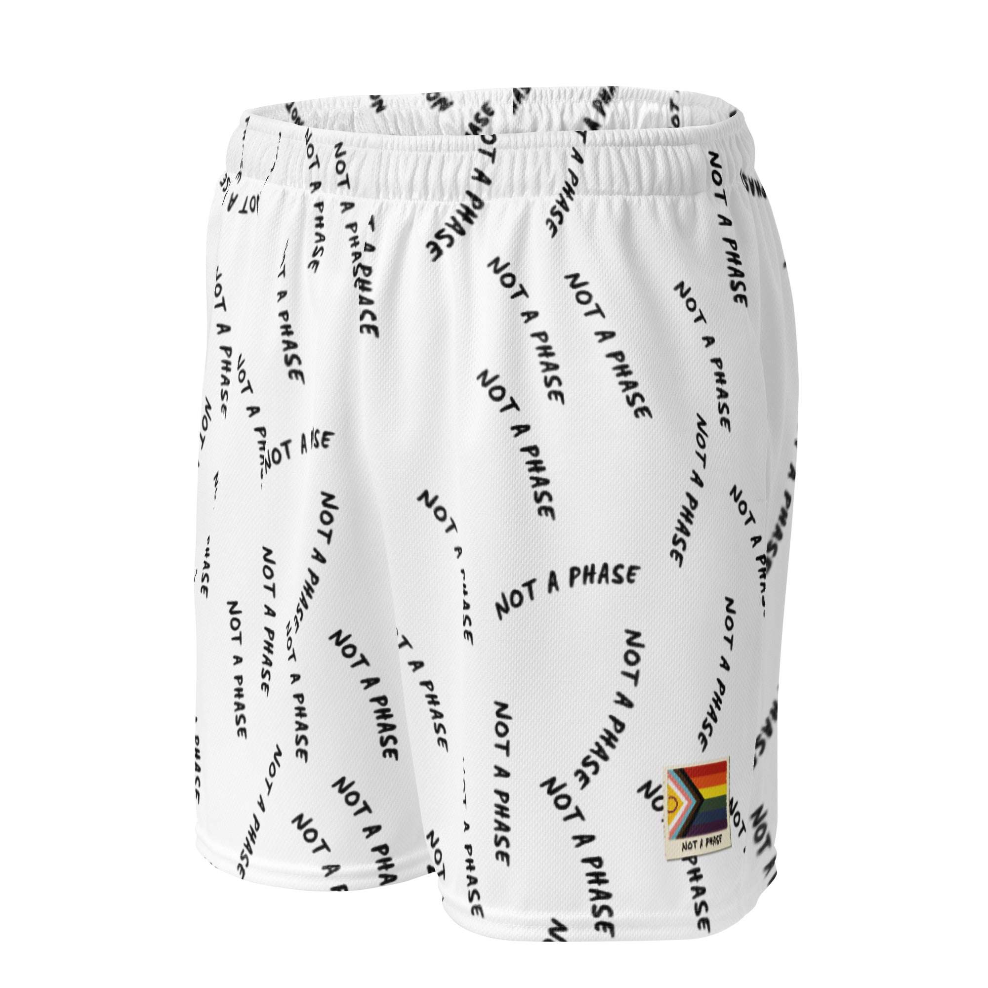 Not A Phase Progress Pride mesh shorts, view 2 — Rose Gold Co