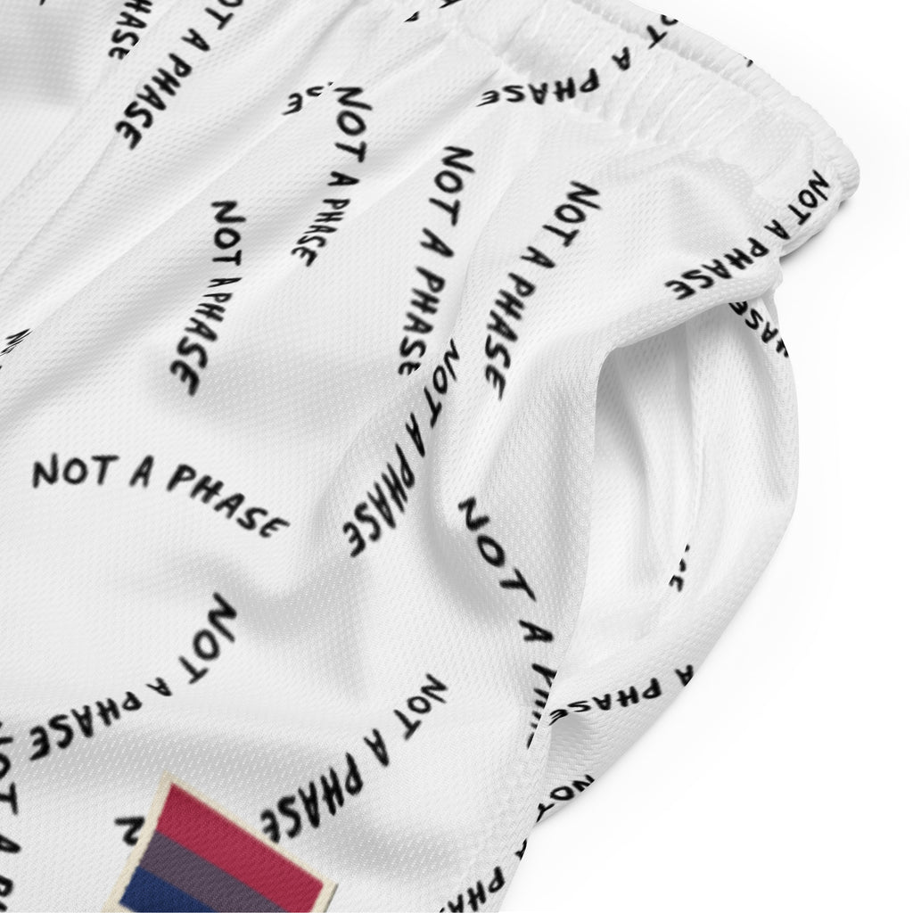 Not A Phase bisexual pride mesh shorts, view 2 — Rose Gold Co