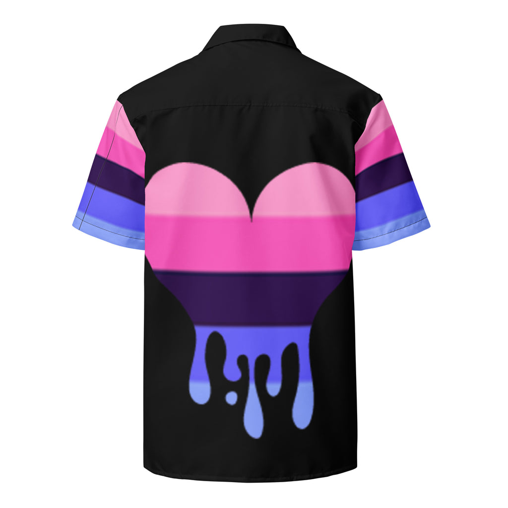 Omnisexual pride heart Hawaiian button-up shirt, view 3 — Rose Gold Co