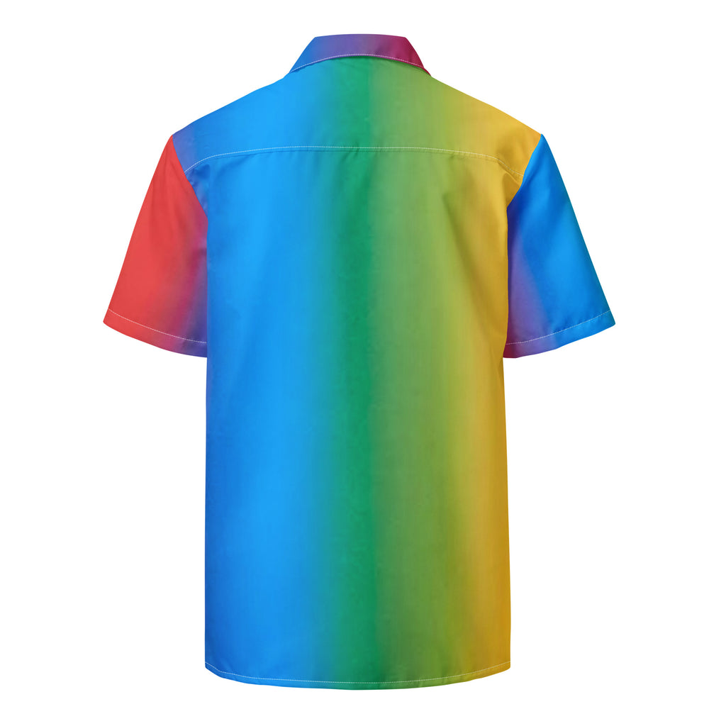 Rainbow pride festival button-up shirt, view 4 — Rose Gold Co