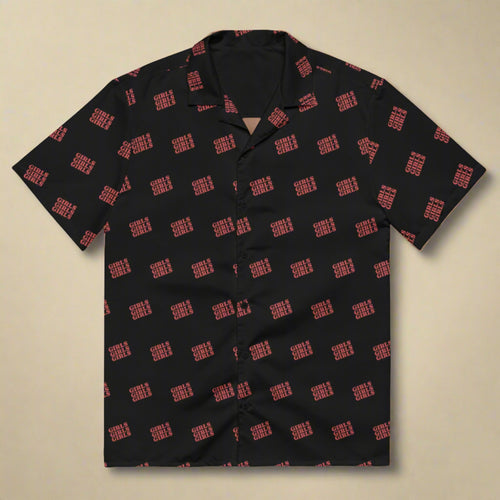 Girls Girls Girls button-up shirt, front view — Rose Gold Co