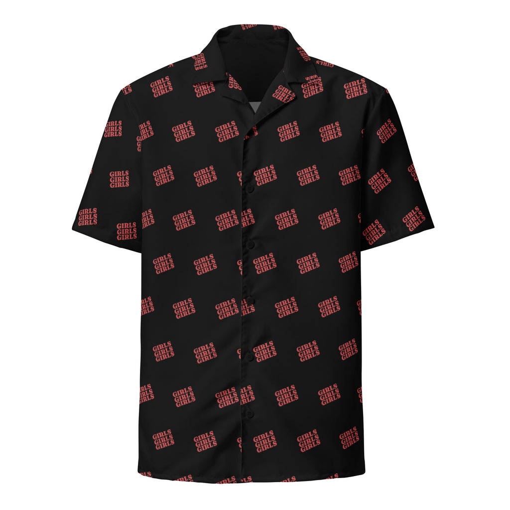 Girls Girls Girls button-up shirt, side view — Rose Gold Co