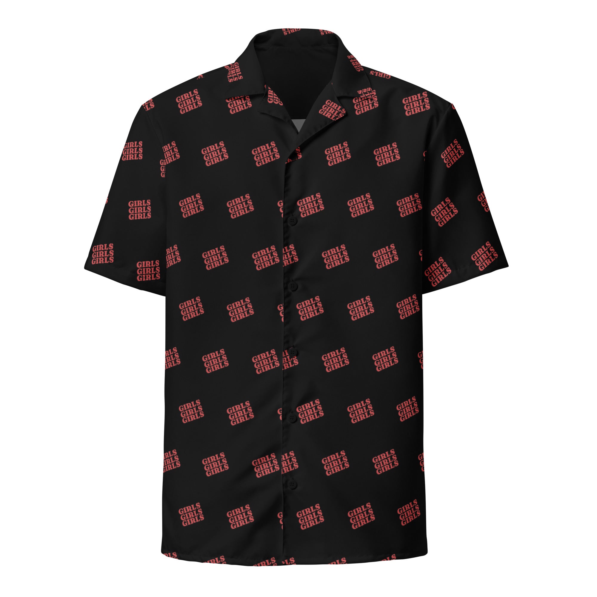 Girls Girls Girls button-up shirt, side view — Rose Gold Co