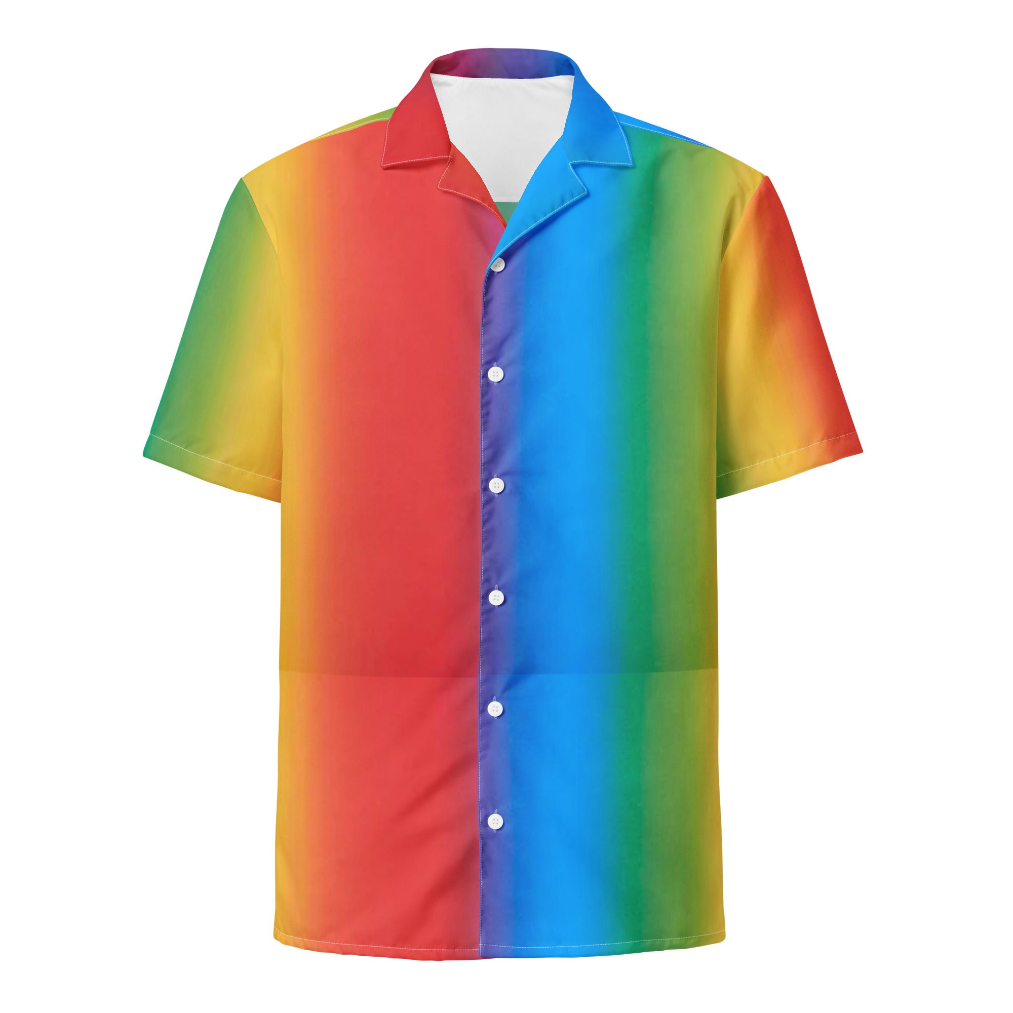 Rainbow pride festival button-up shirt, view 3 — Rose Gold Co