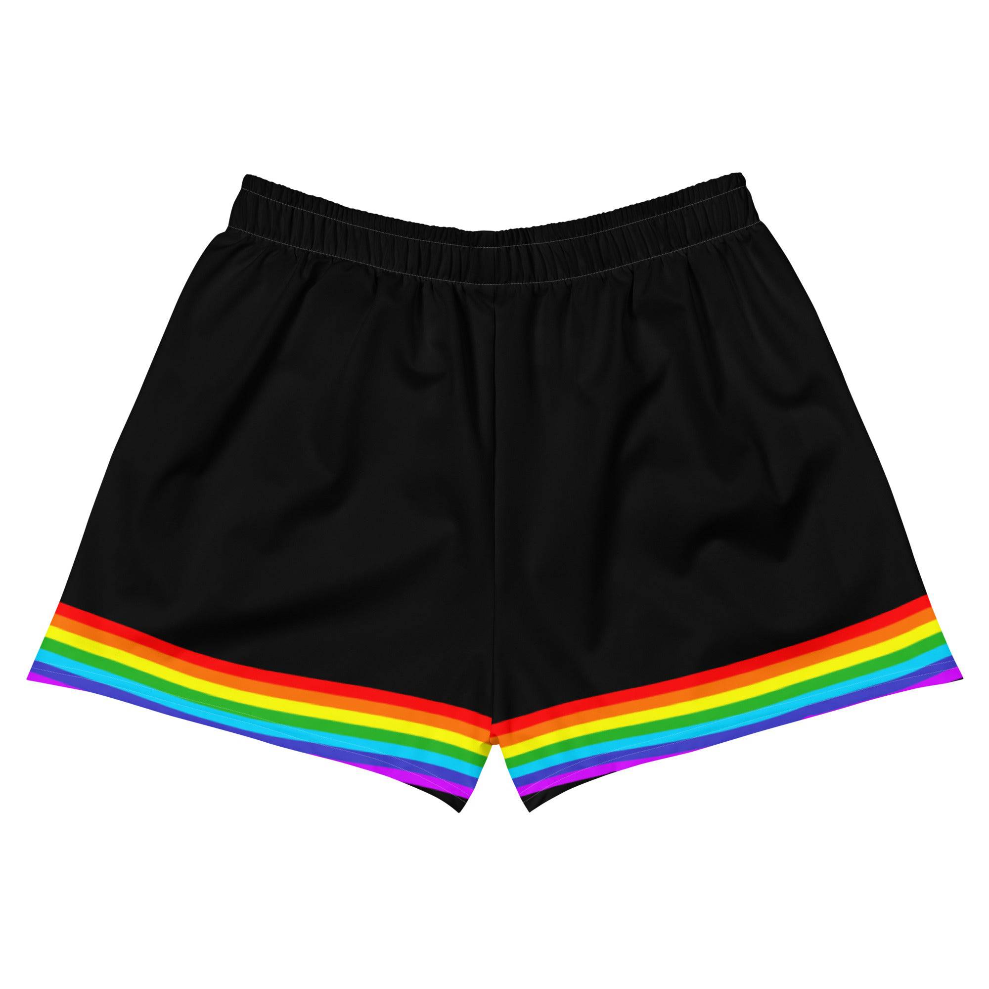 Black rainbow pride athletic shorts, view 7 — Rose Gold Co