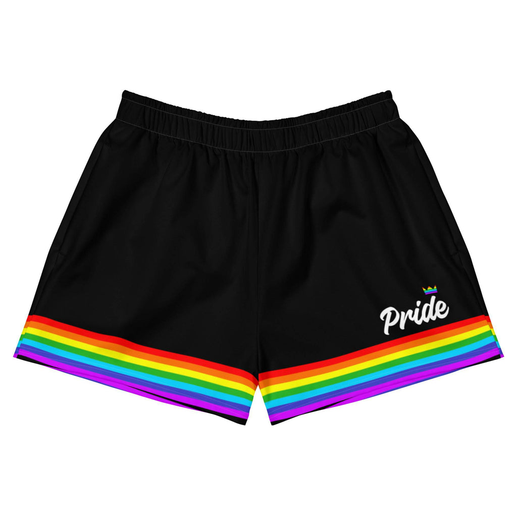 Black rainbow pride athletic shorts, view 5 — Rose Gold Co