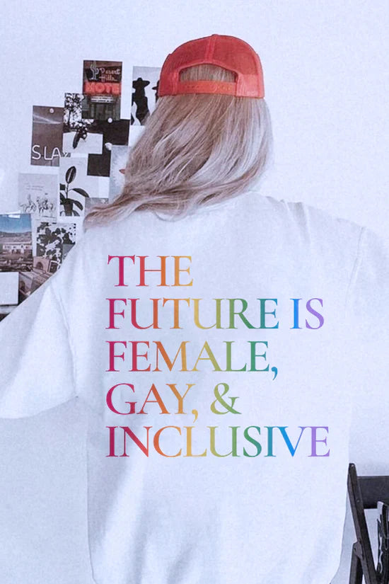 "The Future Is Female, Gay & Inclusive" cotton tee, view 5 — Rose Gold Co