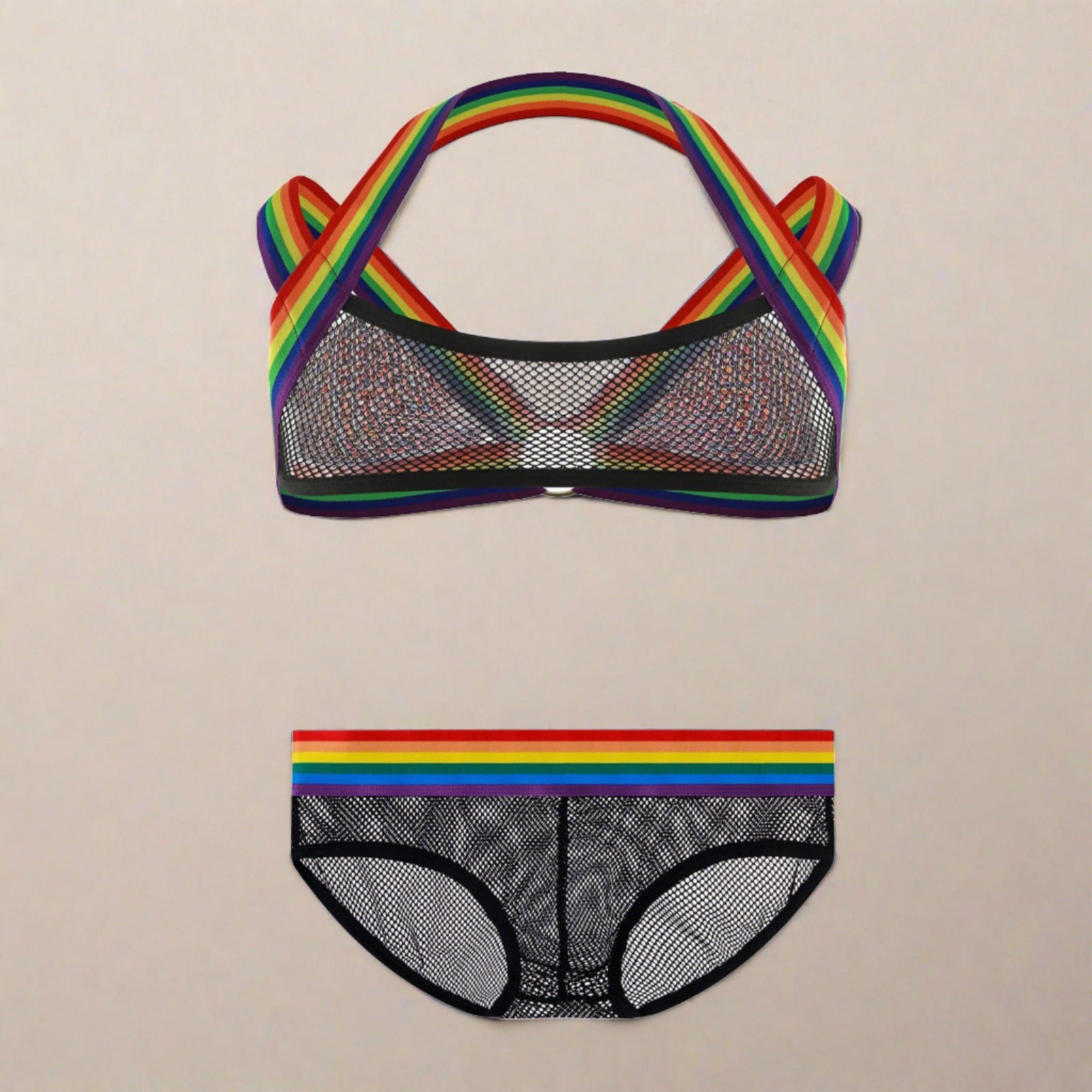LGBT_Pride-Rainbow Mesh Two-Piece Set - Rose Gold Co. Shop