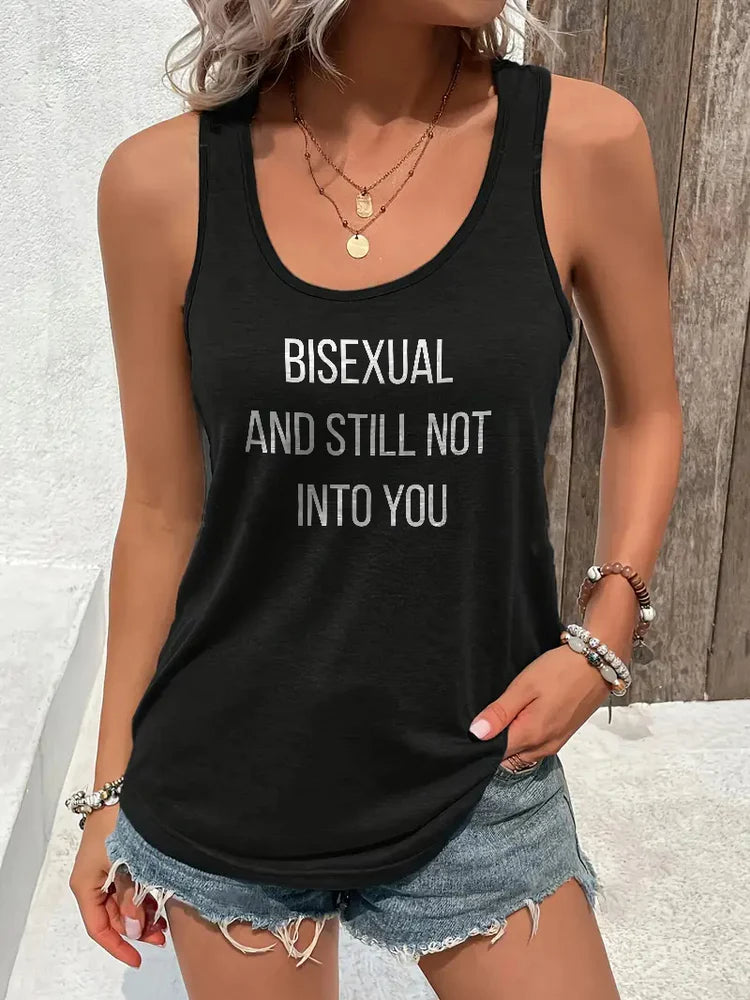 Bisexual and Still Not Into You tank top, view 2 — Rose Gold Co