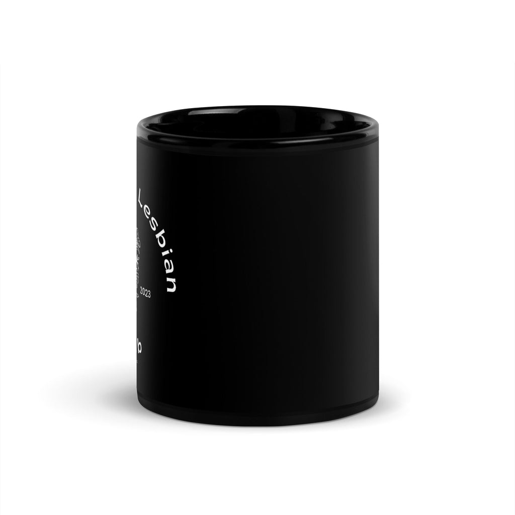 Worthless Lesbian Club black glossy mug, view 4 — Rose Gold Co