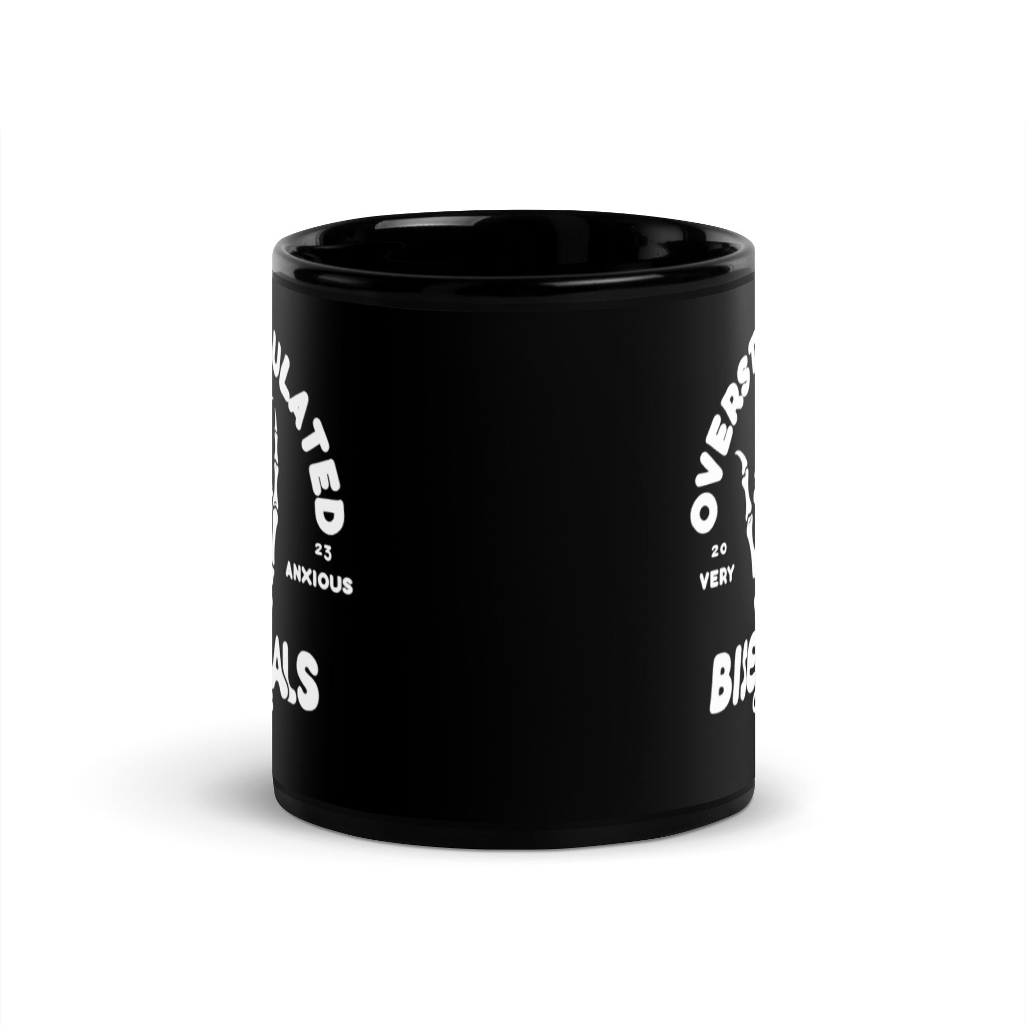Overstimulated Bisexuals Club black glossy mug, view 5 — Rose Gold Co
