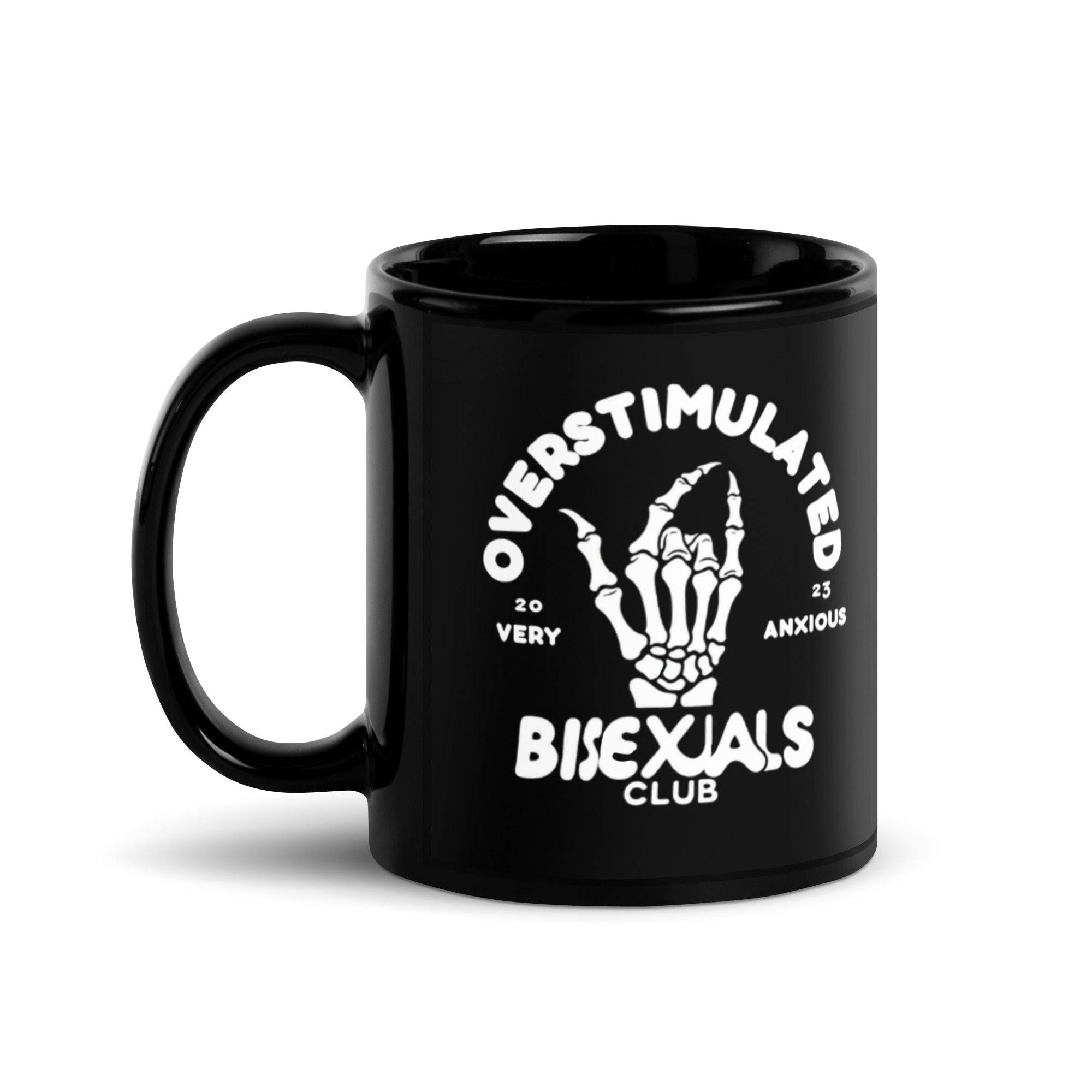 Overstimulated Bisexuals Club black glossy mug — Rose Gold Co