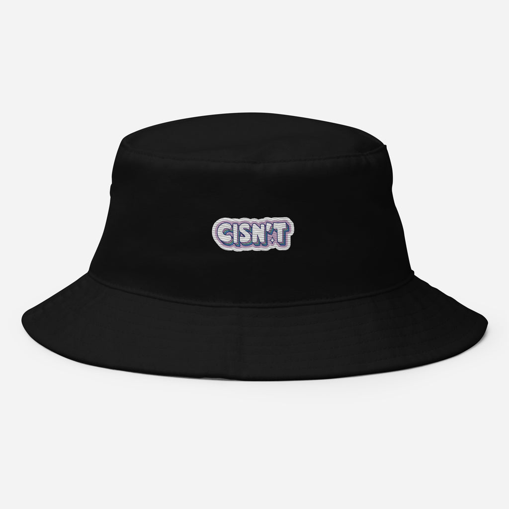 Cisn't embroidered bucket hat, black, front view 2 — Rose Gold Co