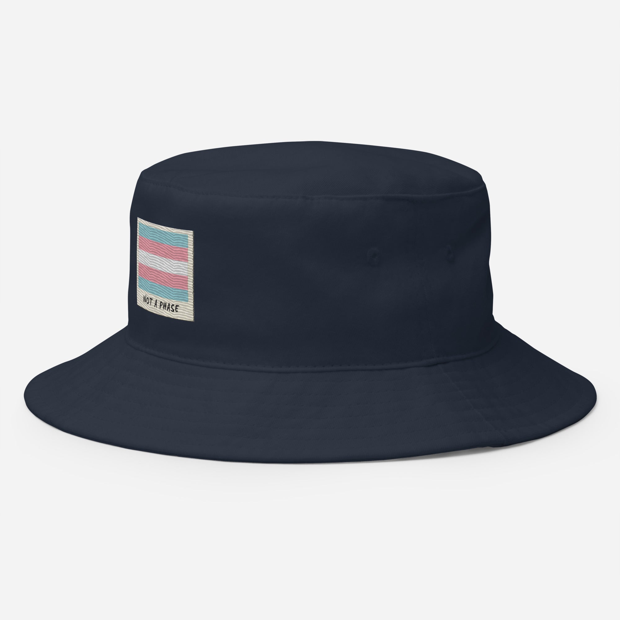 Not A Phase trans pride bucket hat, view 4 — Rose Gold Co