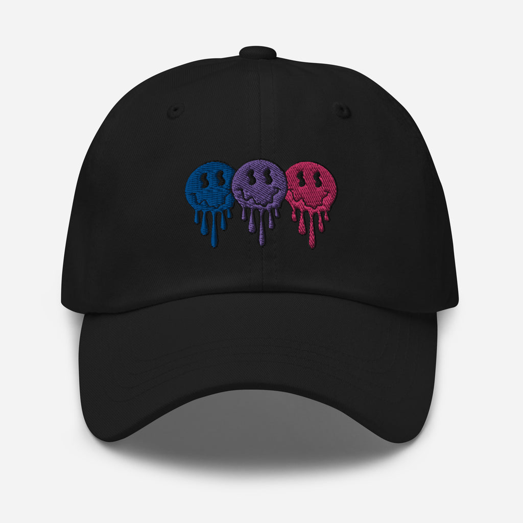 Bisexual pride smiley face dad hat — Rose Gold Co