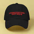 Lesbians For Oatmilk dad hat, back view — Rose Gold Co