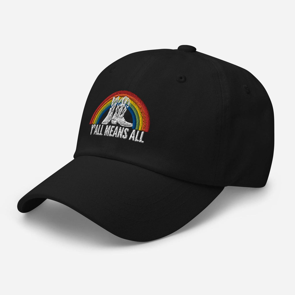 Y'all Means All pride dad hat, view 3 — Rose Gold Co