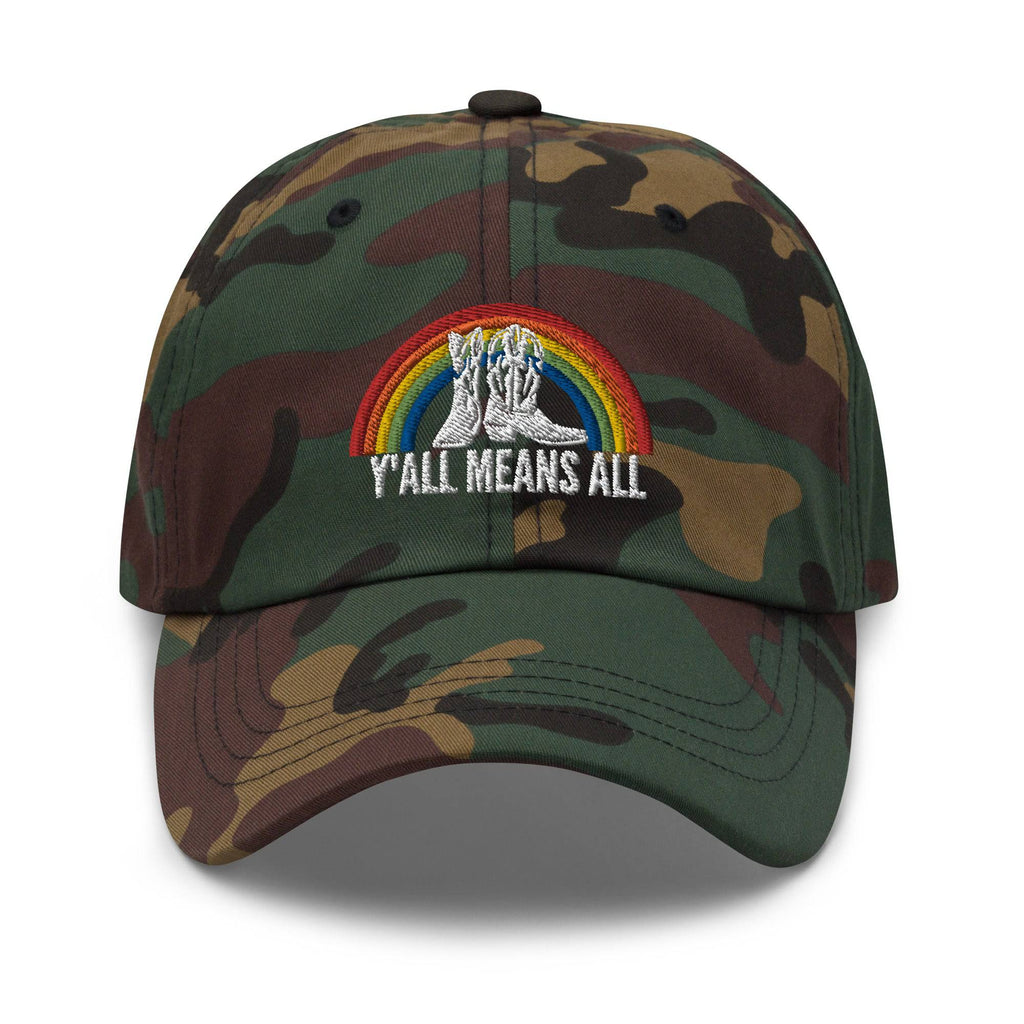 Y'all Means All pride dad hat, view 4 — Rose Gold Co