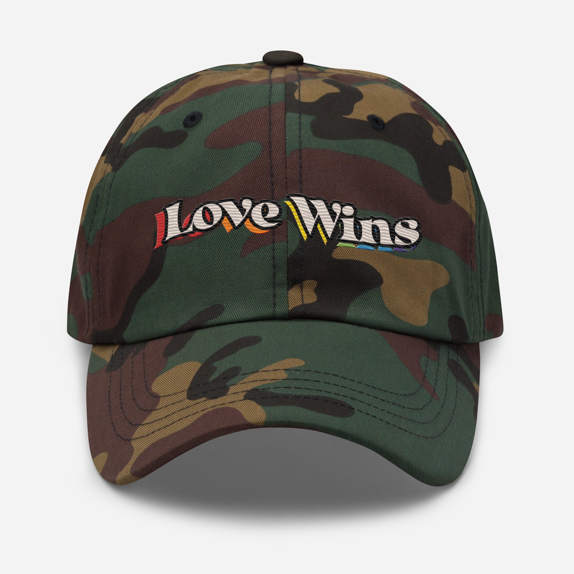 Love Wins embroidered dad hat, view 6 — Rose Gold Co