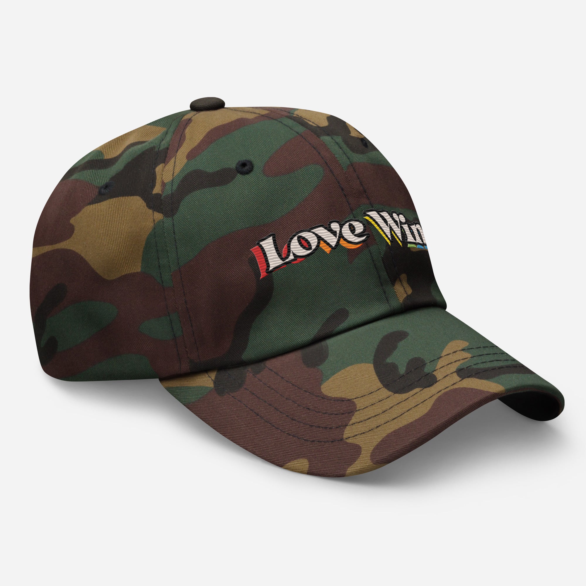 Love Wins embroidered dad hat, view 7 — Rose Gold Co