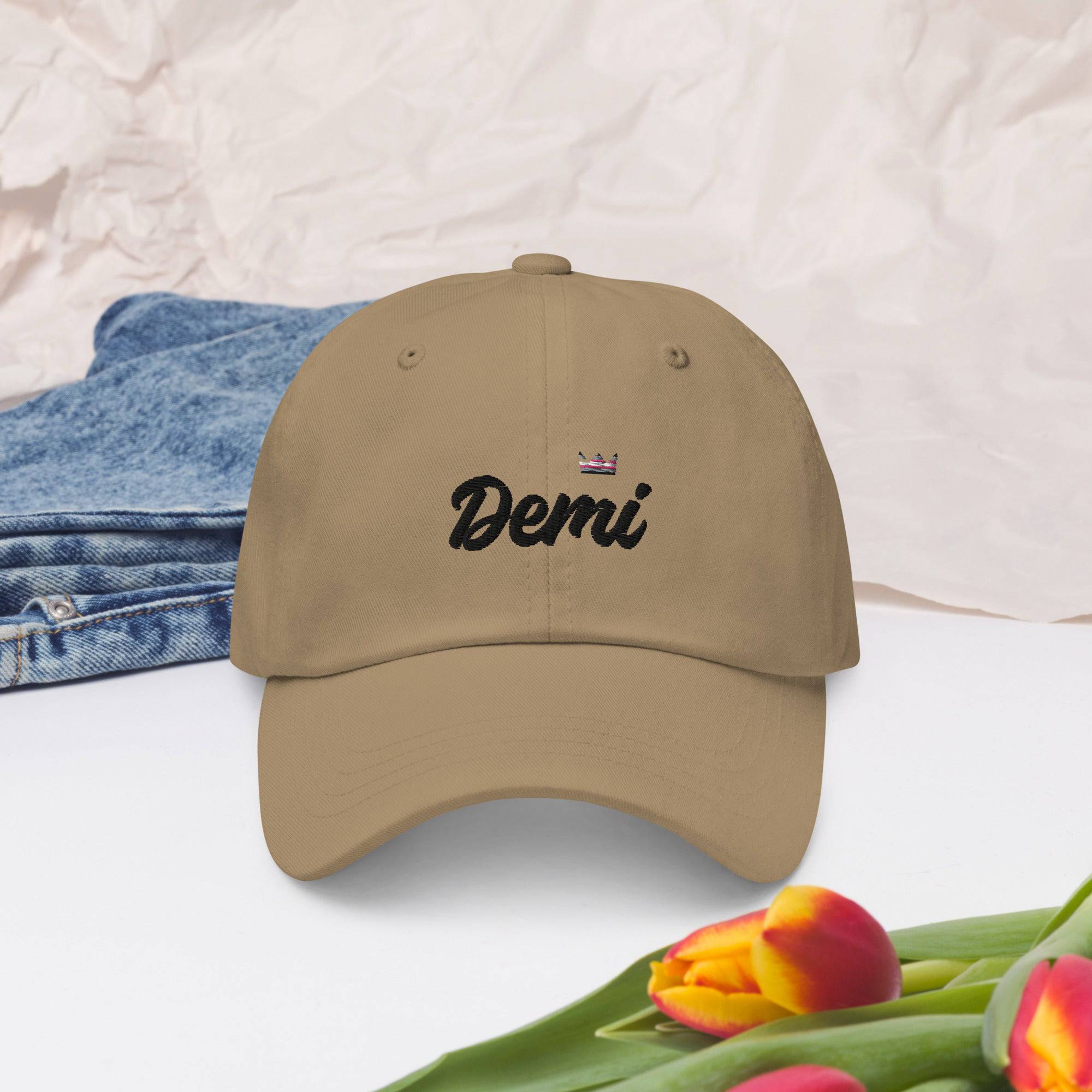 Demigirl pride crown dad hat, view 5 — Rose Gold Co