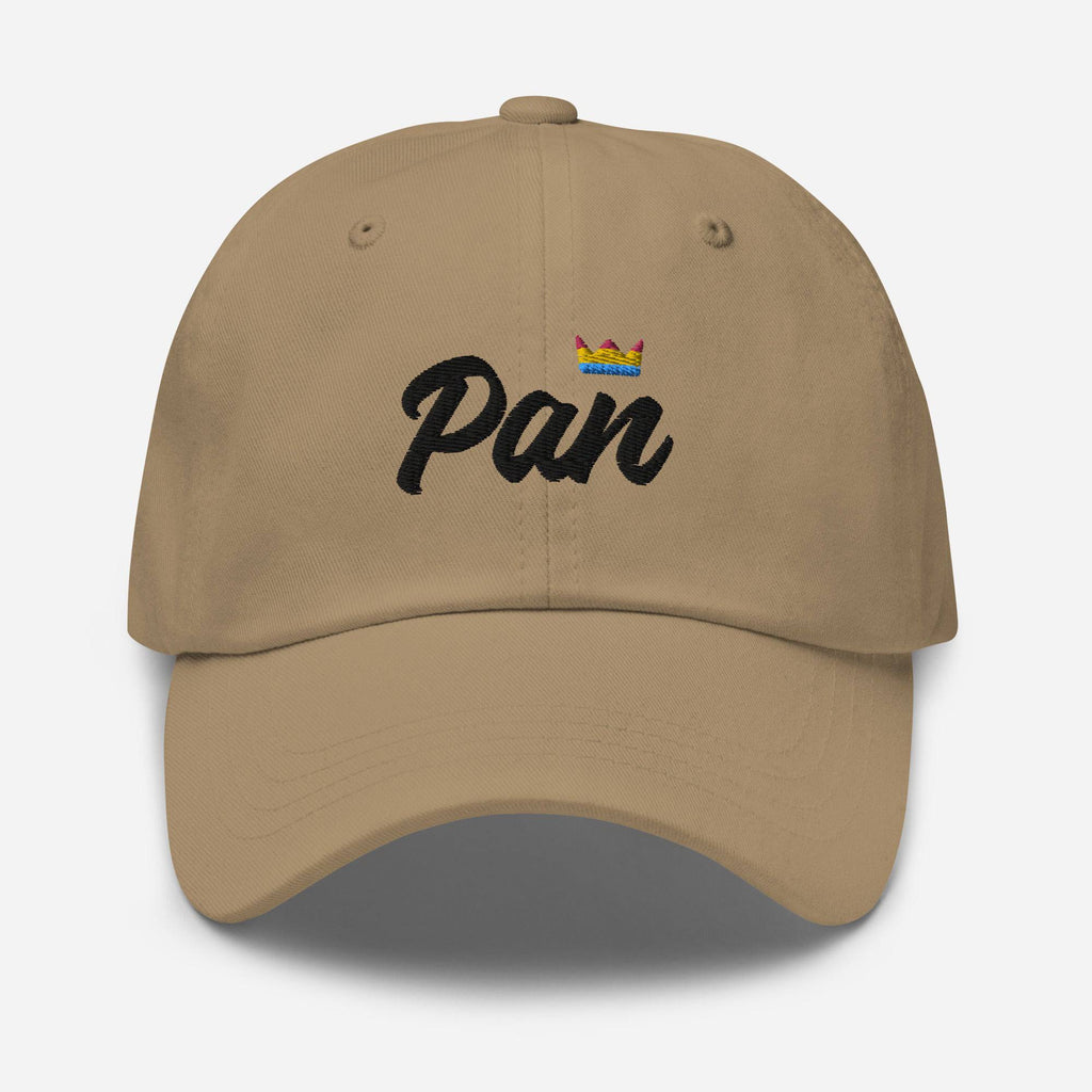Pansexual crown dad hat, front view — Rose Gold Co