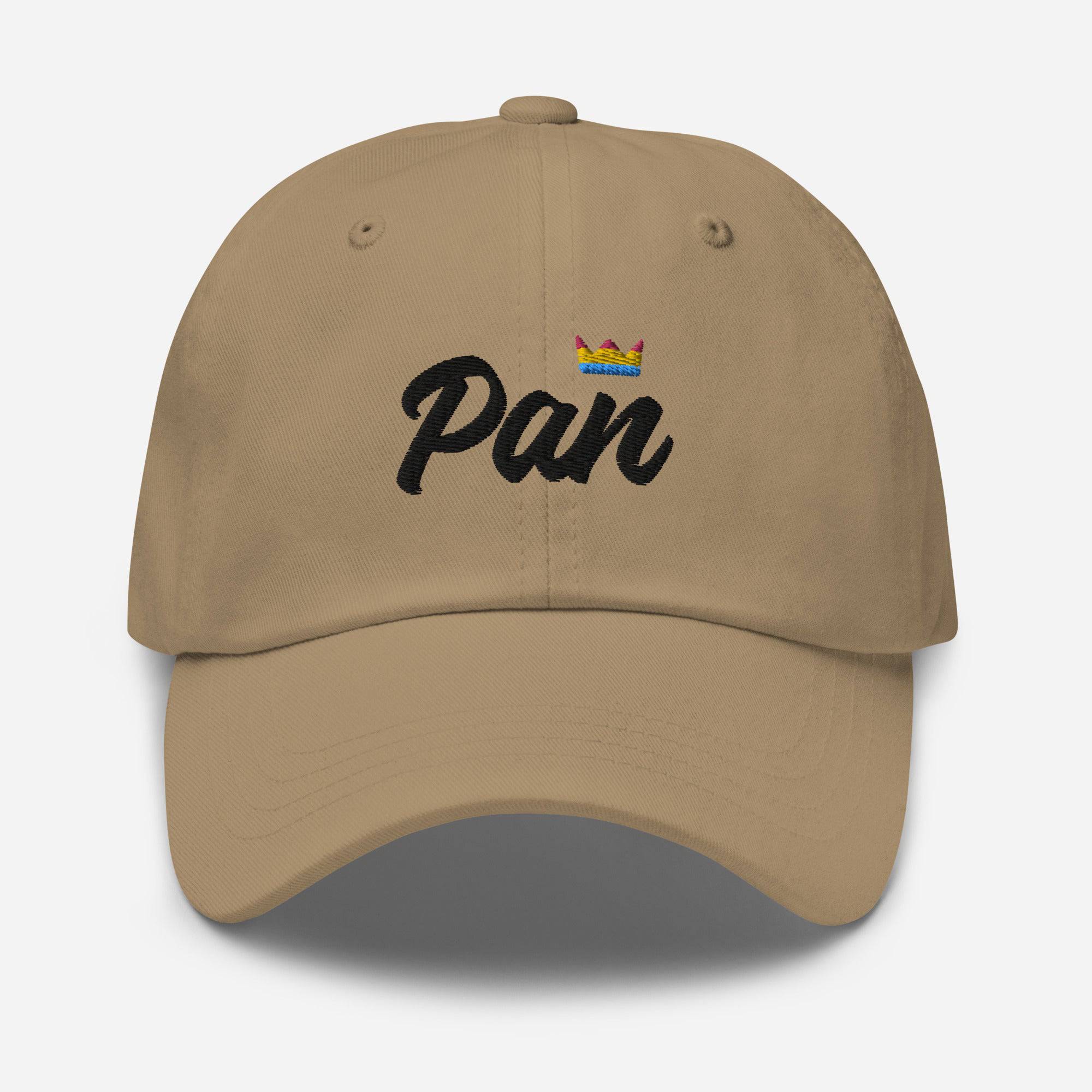 Pansexual crown dad hat, front view — Rose Gold Co
