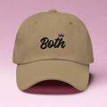 Both bisexual pride crown dad hat, front view — Rose Gold Co