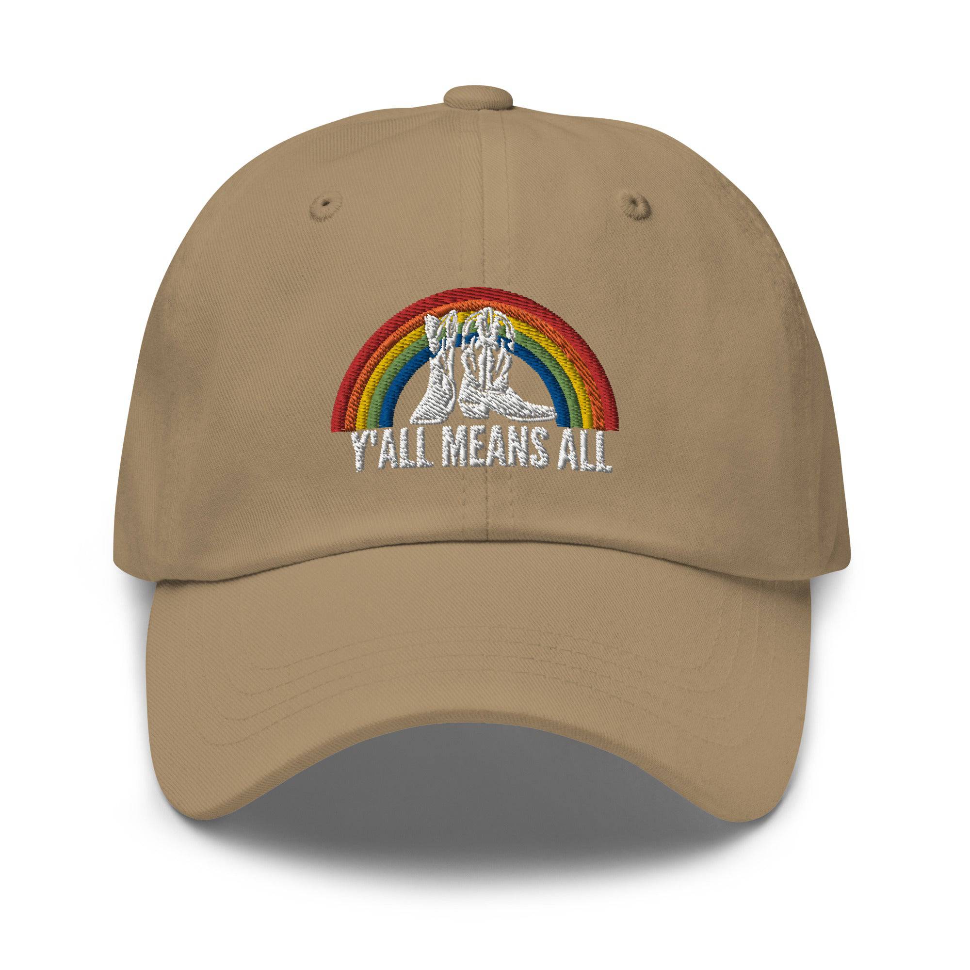 Y'all Means All pride dad hat, view 7 — Rose Gold Co