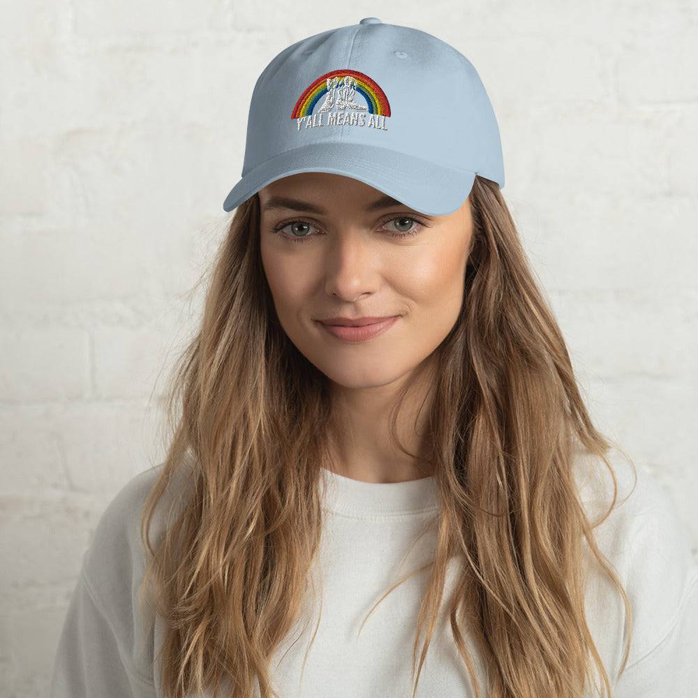 Y'all Means All pride dad hat, view 19 — Rose Gold Co
