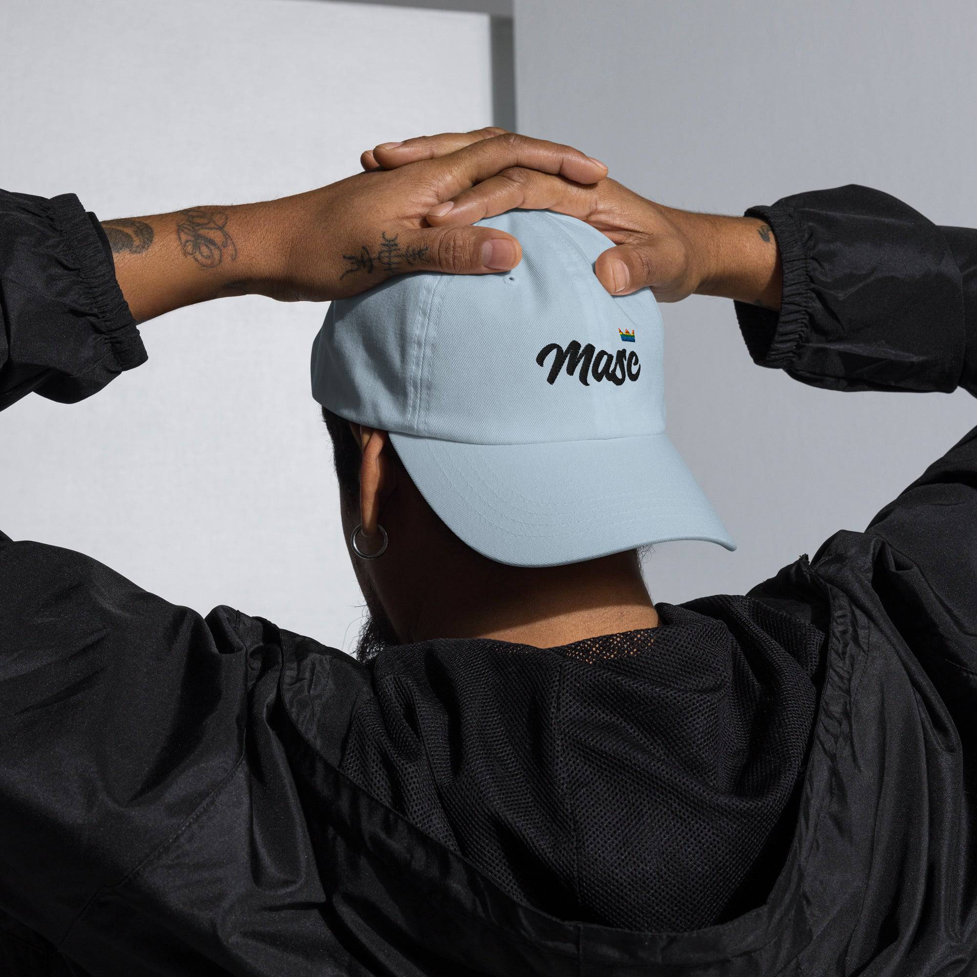 Masc lesbian pride crown dad hat, view 7 — Rose Gold Co