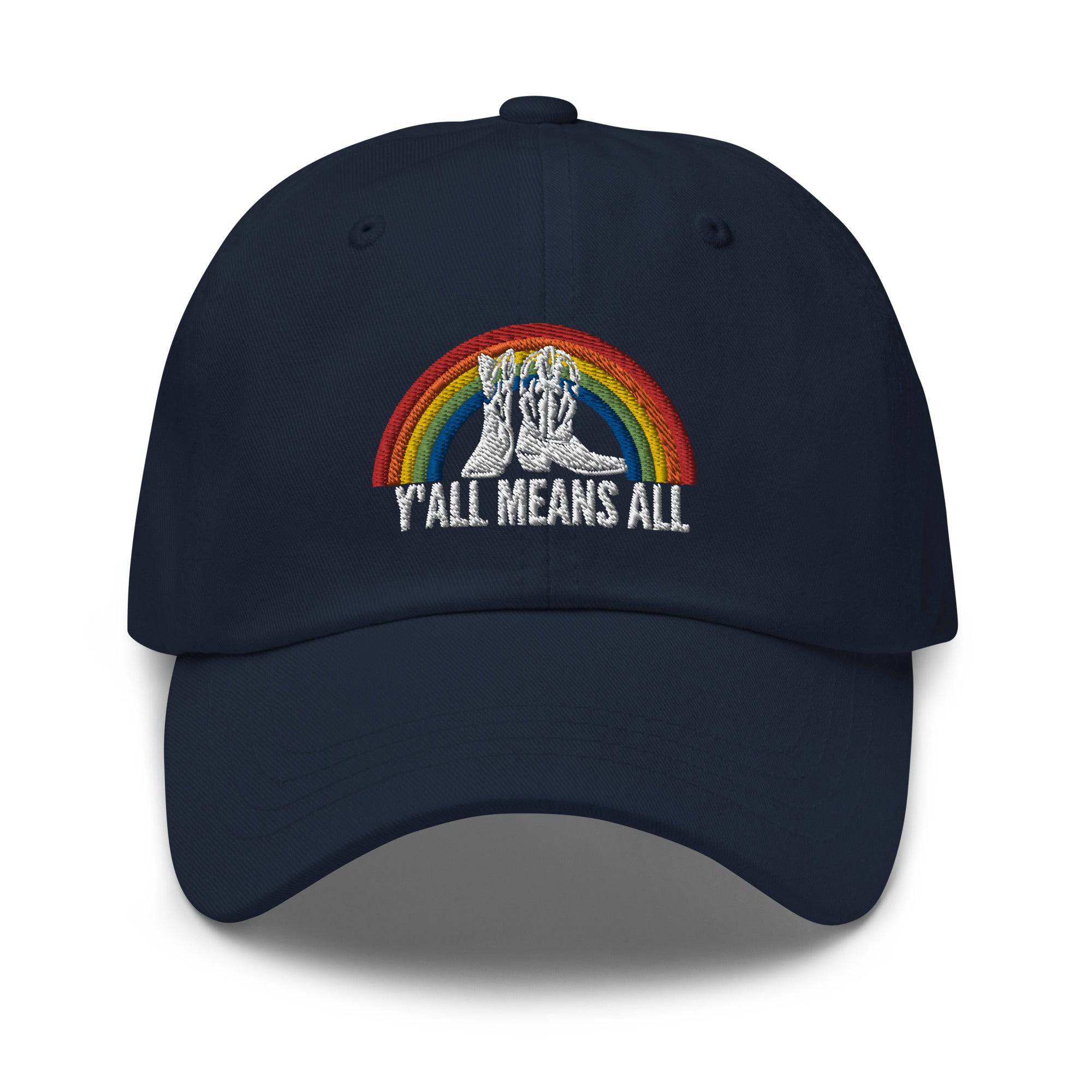 Y'all Means All pride dad hat, view 11 — Rose Gold Co