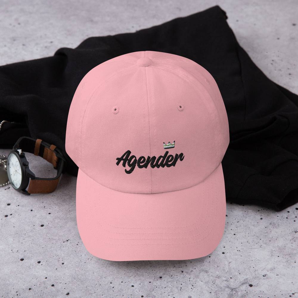 Agender pride crown dad hat, view 8 — Rose Gold Co